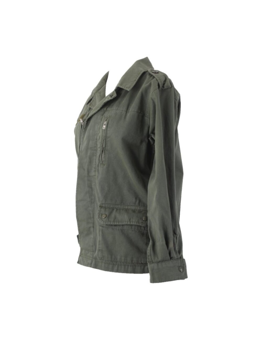 Top Ship Jacket Sz 4 Green Pockets Collared Denim 100% Cotton AS IS Jacket - Picture 4 of 13